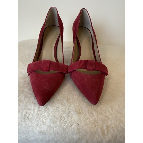 Ann Taylor Odette Wine Suede Bow Heels Shoes Fashion Blogger Work Pumps 9 Fairy - Picture 2 of 7